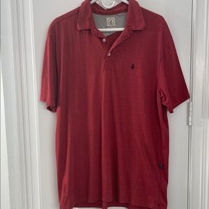 Volcom Red Polo Shirt with Classic Design and Short Sleeves